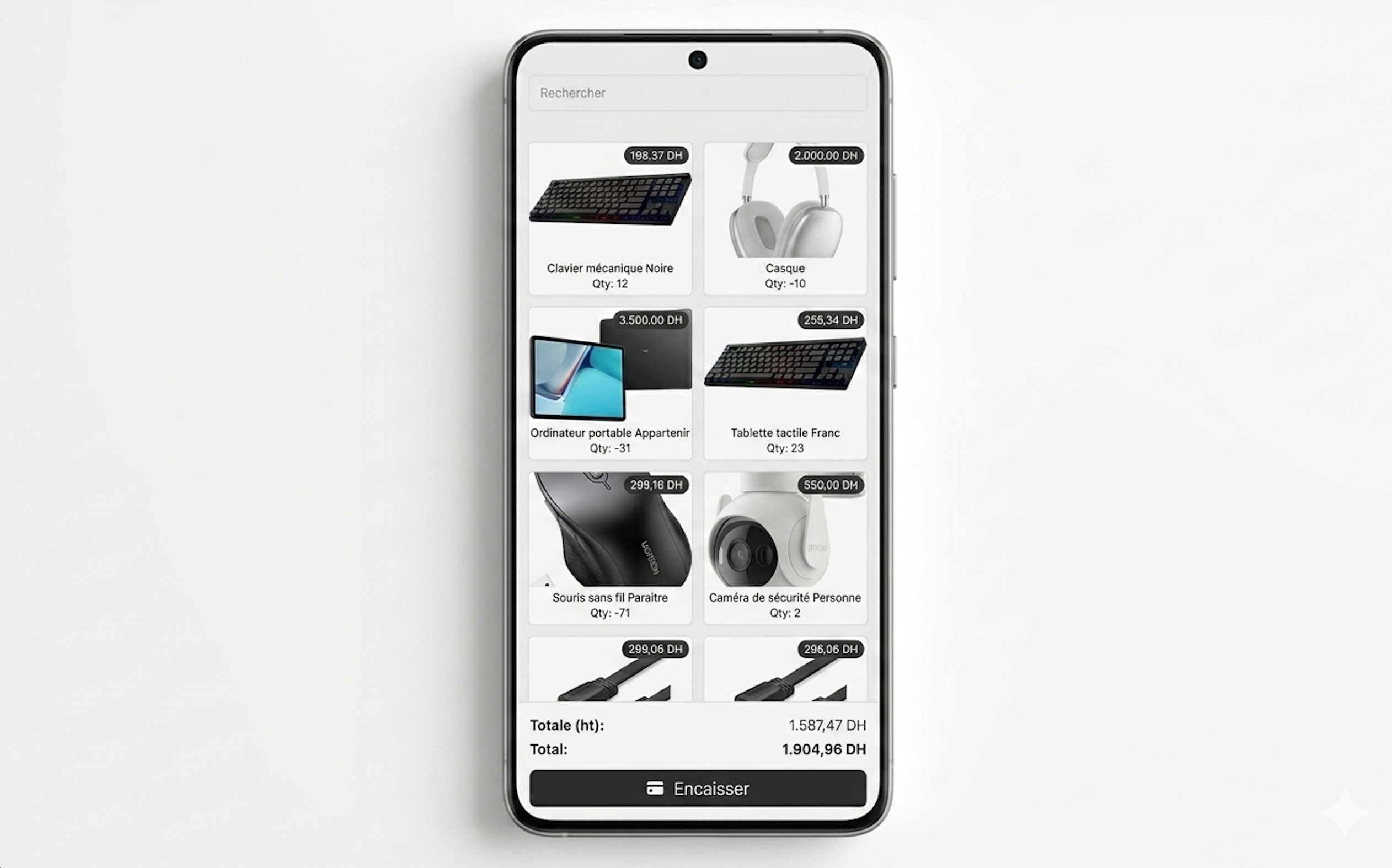 Gstocky POS product grid checkout screenshot